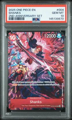 2025 ONE PIECE ENGLISH VERSION 2ND ANNIVERSARY SET #004 SHANKS PSA 10 - Image 1