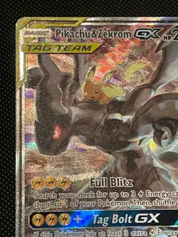 Pokemon Pikachu & Zekrom GX SM168 lp-mp + Tag Team Promo Card Full Art Card - Image 2