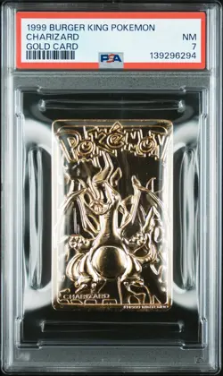 1999 BURGER KING POKEMON GOLD CARDS CHARIZARD PSA 7 - Image 1