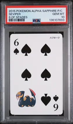 2015 POKEMON ALPHA SAPPHIRE PLAYING CARDS 6 OF SPADES SEVIPER PSA 10 - Image 1