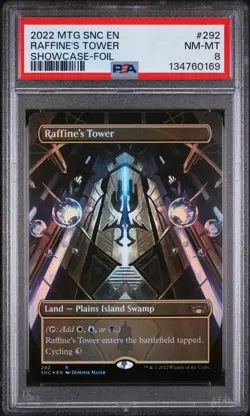 2022 MTG STREETS OF NEW CAPENNA SHOWCASE-FOIL #292 RAFFINE'S TOWER PSA 8 - Image 1