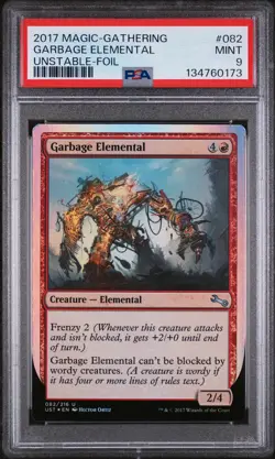 2017 MAGIC: THE GATHERING UNSTABLE FOIL #082 GARBAGE ELEMENTAL PSA 9 - Image 1