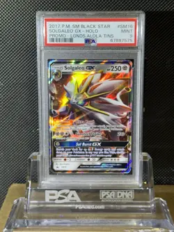 2017 POKEMON SUN & MOON BLACK STAR PROMO LGNDS ALOLA TINS SOLGALEO GX SM16 PSA 9 - Image 1