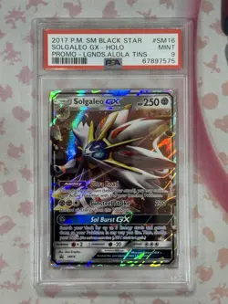 2017 POKEMON SUN & MOON BLACK STAR PROMO LGNDS ALOLA TINS SOLGALEO GX SM16 PSA 9 - Image 3