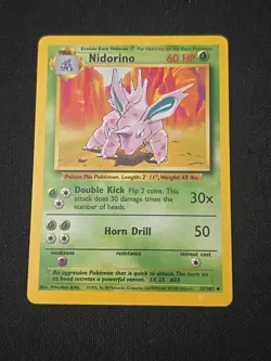 Nidorino 037/102 Base Set Regular WOTC Vintage Pokemon TCG Light Played - Image 1