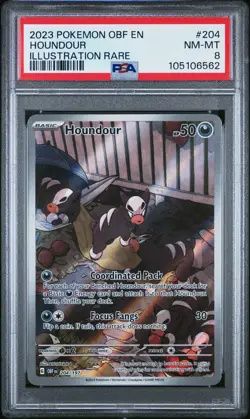 2023 POKEMON OBF EN-OBSIDIAN FLAMES ILLUSTRATION RARE #204 HOUNDOUR PSA 8 - Image 1