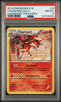 2013 POKEMON BLACK & WHITE LEGEND TREASURES #19 CHARIZARD-HOLO PSA 8 - Image 1