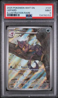 2025 POKEMON WHT EN-WHITE FLARE ILLUSTRATION RARE #137 LIEPARD PSA 9 - Image 1