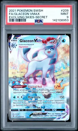 2021 POKEMON SWORD & SHIELD EVOLVING SKIES SECRET FULL ART/GLACEON VMAX PSA 9 - Image 1