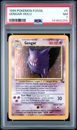 1999 POKEMON FOSSIL #5 GENGAR-HOLO PSA 7 - Image 1