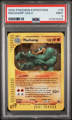2002 POKEMON EXPEDITION #16 MACHAMP-HOLO PSA 9 - Image 1