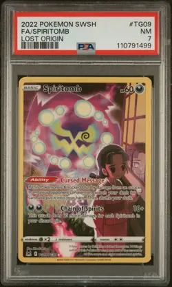2022 POKEMON SWORD & SHIELD LOST ORIGIN #TG09 FULL ART/SPIRITOMB PSA 7 - Image 1