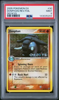 2005 POKEMON EX DEOXYS #30 DONPHAN-REVERSE FOIL PSA 9 - Image 1