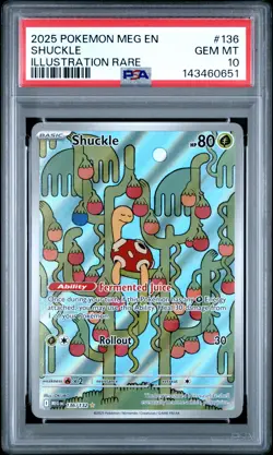 2025 POKEMON MEG EN-MEGA EVOLUTION ILLUSTRATION RARE #136 SHUCKLE PSA 10 - Image 1