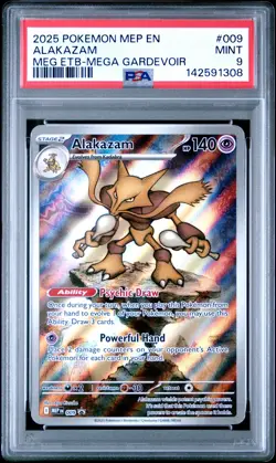 2025 POKEMON MEP EN-ME BLACK STAR PROMO #009 ALAKAZAM PSA 9 - Image 1