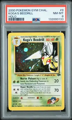 2000 POKEMON GYM CHALLENGE HOLO #9 KOGA'S BEEDRILL PSA 8 - Image 1