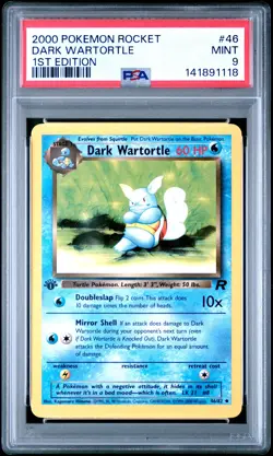 2000 POKEMON ROCKET 1ST EDITION #46 DARK WARTORTLE PSA 9 - Image 1