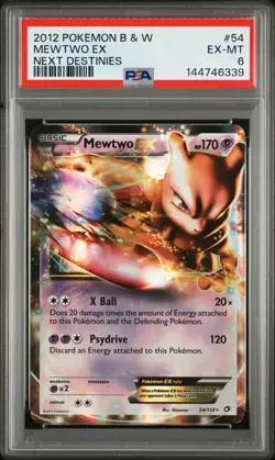 2012 POKEMON B&W NEXT DESTINIES #54 MEWTWO EX PSA 6 - Image 1