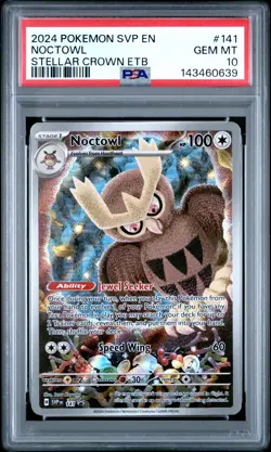 2024 POKEMON SVP EN-SV BLACK STAR PROMO #141 NOCTOWL PSA 10 - Image 1