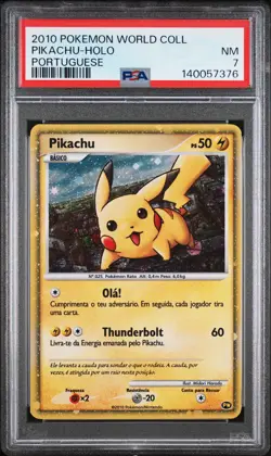 2010 POKEMON WORLD COLLECTION PORTUGUESE PIKACHU-HOLO PSA 7 - Image 1