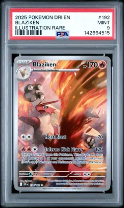 2025 POKEMON DRI EN-DESTINED RIVALS ILLUSTRATION RARE #192 BLAZIKEN PSA 9 - Image 1