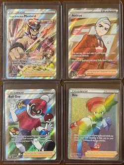 Pokemon Full Art Trainer Lot (4) Bea 193/185, Ball Guy 65/72, Atticus, Mustard - Image 1