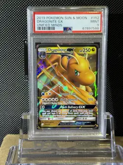 2019 POKEMON SUN & MOON UNIFIED MINDS DRAGONITE GX 152/236 PSA 9 MINT - Image 1