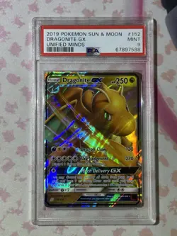 2019 POKEMON SUN & MOON UNIFIED MINDS DRAGONITE GX 152/236 PSA 9 MINT - Image 3