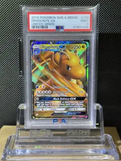 2019 POKEMON SUN & MOON UNIFIED MINDS DRAGONITE GX 152/236 PSA 9 MINT - Image 4