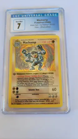 1999 Pokemon Base Set 1ST EDITION, SHADOWLESS HOLO #8/102 Machamp CGC 7 - Image 1