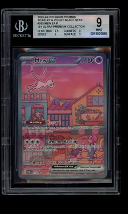 2023 POKEMON S&V 151 UPC MEW EX SVP053 FULL ART BLACK STAR PROMO HOLO BGS 9 B - Image 1