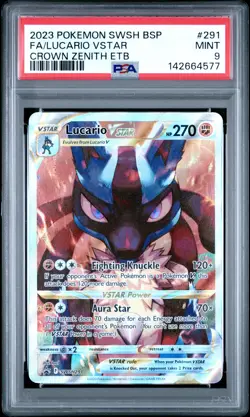 2023 POKEMON SWSH BLACK STAR PROMO #291 FULL ART/LUCARIO VSTAR PSA 9 - Image 1
