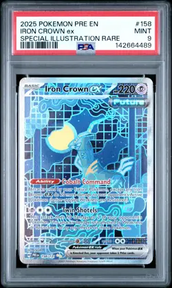 2025 POKEMON PRISMATIC EVOLUTIONS SPECIAL ILLUSTRATION RARE IRON CROWN EX PSA 9 - Image 1