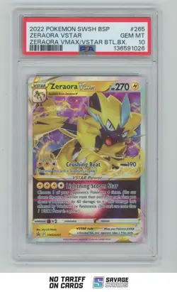 2022 Pokemon SWSH BSP VSTAR Battle Box Full Art Zeraora VSTAR PSA 10 #SWSH265 - Image 1
