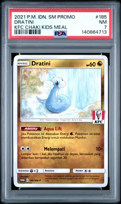 2021 POKEMON INDONESIAN SM PROMO KFC CHAKI KIDS MEAL #185 DRATINI PSA 7 - Image 1