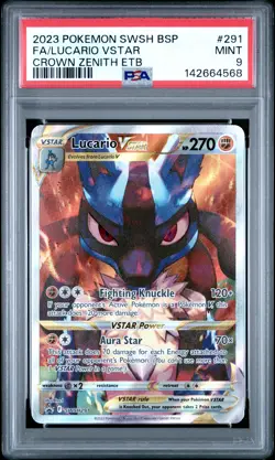 2023 POKEMON SWSH BLACK STAR PROMO #291 FULL ART/LUCARIO VSTAR PSA 9 - Image 1