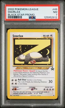 2002 WOTC POKEMON LEAGUE BLACK STAR PROMO SNORLAX #49 SLEEPING SNORLAX PSA 7 C - Image 1