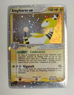 2003 WOTC POKEMON EX DRAGON AMPHAROS EX 89/97 ULTRA HOLO RARE W/ SWIRL LP-M+ - Image 3