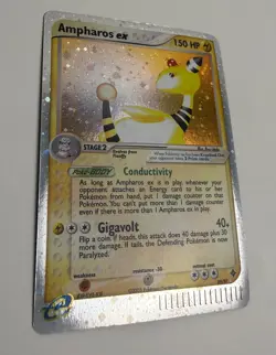 2003 WOTC POKEMON EX DRAGON AMPHAROS EX 89/97 ULTRA HOLO RARE W/ SWIRL LP-M+ - Image 4