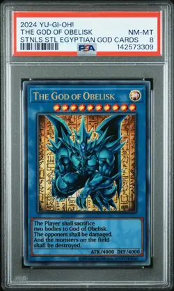 2024 YU-GI-OH! STAINLESS STEEL EGYPTIAN GOD CARDS THE GOD OF OBELISK PSA 8 - Image 1