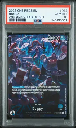 2025 ONE PIECE ENGLISH VERSION 2ND ANNIVERSARY SET #042 BUGGY PSA 10 - Image 1