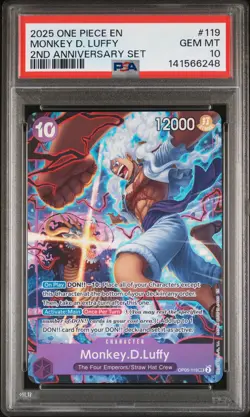 2025 ONE PIECE ENGLISH 2ND ANNIVERSARY SET OP05-119 SEC MONKEY D LUFFY PSA 10 - Image 1