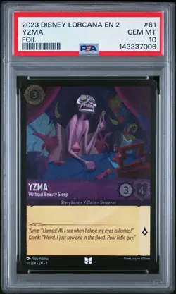 2023 DISNEY LORCANA RISE OF THE FLOODBORN FOIL YZMA WITHOUT BEAUTY SLEEP PSA 10 - Image 1
