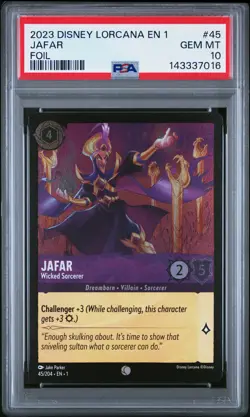 2023 DISNEY LORCANA EN 1-THE FIRST CHAPTER FOIL JAFAR WICKED SORCERER PSA 10 - Image 1