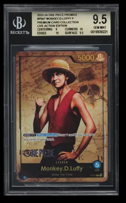 2024 Bandai Premium Card Collection Promos Monkey.D.Luffy BGS 10 Japan #P047 - Image 1