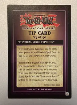 1x Yugioh! Tip Cards #13 of 50 “Mystical Space Typhoon” Mint/NM Dark Beginning 1 - Image 1