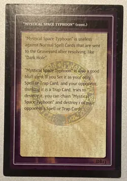 1x Yugioh! Tip Cards #13 of 50 “Mystical Space Typhoon” Mint/NM Dark Beginning 1 - Image 2