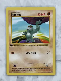 Machop 52/102 Shadowless 1st Edition Base Set Pokemon Card MP - Image 1