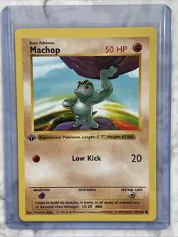 Machop 52/102 Shadowless 1st Edition Base Set Pokemon Card MP - Image 3