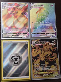 Pokemon Cards Lot (Eevee Vmax + Steel Ultra Rare + Rainbow & Gold) - Image 1